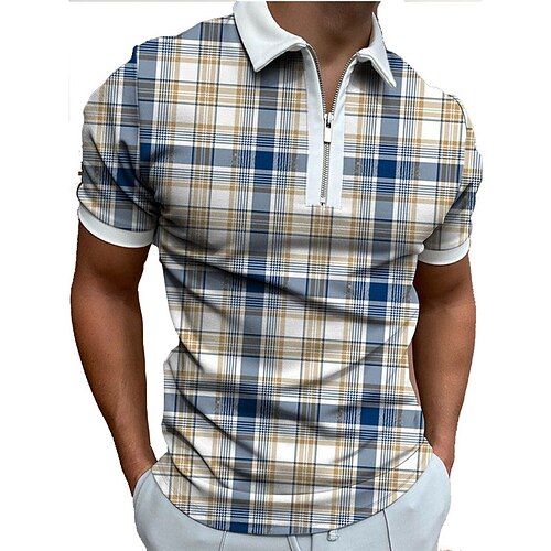 Men's Collar Polo Shirt Golf Shirt Plaid Collar Blue Outdoor Street Short Sleeve Zipper Clothing Apparel Fashion Casual Breathable Comfortable
Men's Collar Polo Shirt Golf Shirt Plaid Collar Blue Outdoor Street Short Sleeve Zipper Clothing Apparel Fashion Casual Breathable Comfortable