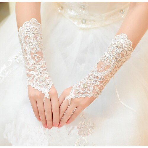 

Polyester Wrist Length Glove Stylish With Crystals / Rhinestones Wedding / Party Glove