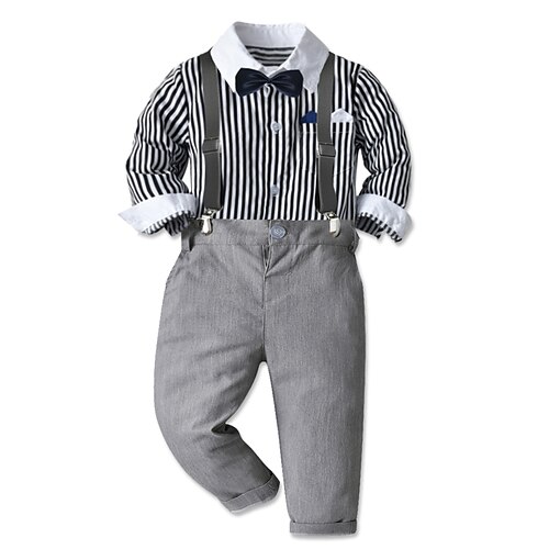 Barn Baby Gutt Barnas Dag Skjorte og bukse Tøysett 4 deler Langermet Grå Stripet Bomull Daglig Formell Grunnleggende 2-6 år / Høst / Vår
Barn Baby Gutt Barnas Dag Skjorte og bukse Tøysett 4 deler Langermet Grå Stripet Bomull Daglig Formell Grunnleggende 2-6 år / Høst / Vår