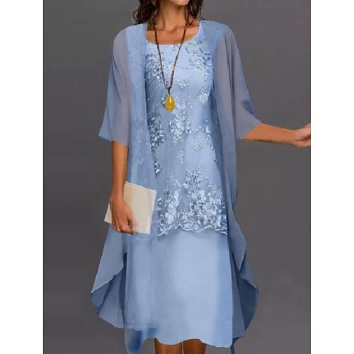 Women's Chiffon Dress Midi Dress Light Blue Green Gray Half Sleeve Floral Embroidered Layered Patchwork Fall Winter Round Neck Elegant Chinoiserie 2022 M L XL XXL XXXL 4XL 5XL
Women's Chiffon Dress Midi Dress Light Blue Green Gray Half Sleeve Floral Embroidered Layered Patchwork Fall Winter Round Neck Elegant Chinoiserie 2022 M L XL XXL XXXL 4XL 5XL