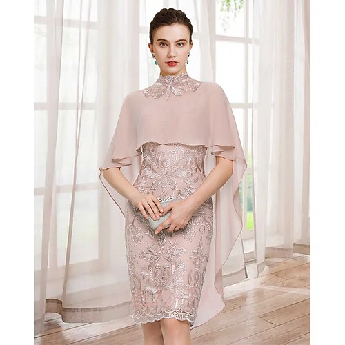 Sheath / Column Mother of the Bride Dress Elegant Jewel Neck Knee Length Chiffon Lace Sleeveless with Appliques 2022
Sheath / Column Mother of the Bride Dress Elegant Jewel Neck Knee Length Chiffon Lace Sleeveless with Appliques 2022