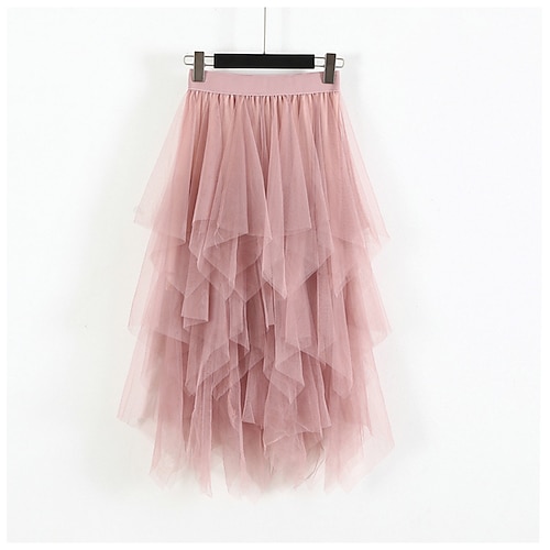 

Women's Elegant & Luxurious Princess Lolita Swing Knee Length Skirts Party / Evening Cocktail Party Solid Colored Layered Almond Blushing Pink Black One-Size / Loose