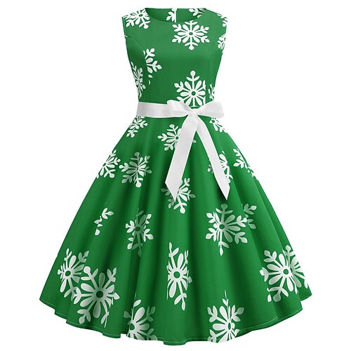 Women's Christmas Knee Length Dress Blue Green Red Sleeveless Print Bow Print Fall Winter Round Neck Casual Vintage 2021 S M L XL XXL
Women's Christmas Knee Length Dress Blue Green Red Sleeveless Print Bow Print Fall Winter Round Neck Casual Vintage 2021 S M L XL XXL