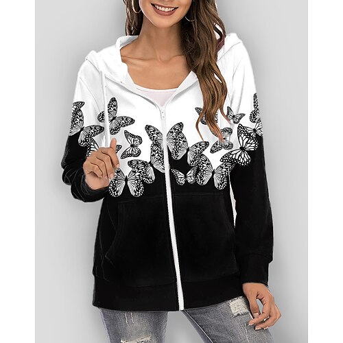 Women's Hoodie Zip Hoodie Sweatshirt Pullover Active Streetwear Zipper Print Black Animal Color Block Butterfly Daily Round Neck Long Sleeve S M L XL XXL / 3D Print
Women's Hoodie Zip Hoodie Sweatshirt Pullover Active Streetwear Zipper Print Black Animal Color Block Butterfly Daily Round Neck Long Sleeve S M L XL XXL / 3D Print