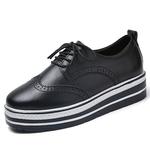 Women's Oxfords Office Daily Flat Heel Round Toe Leather Lace-up Solid Colored Black
Women's Oxfords Office Daily Flat Heel Round Toe Leather Lace-up Solid Colored Black