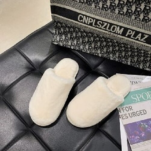 Women's Slippers Fuzzy Slippers Fluffy Slippers House Slippers Fleece Slippers Flat Heel Round Toe Rubber Loafer Solid Colored Wine Black Green
Women's Slippers Fuzzy Slippers Fluffy Slippers House Slippers Fleece Slippers Flat Heel Round Toe Rubber Loafer Solid Colored Wine Black Green