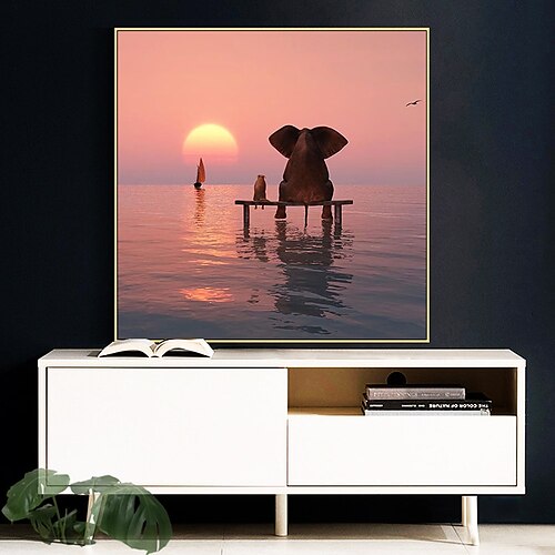 

Wall Art Canvas Prints Painting Artwork Picture Landscape Elephant Interest Home Decoration Decor Rolled Canvas No Frame Unframed Unstretched