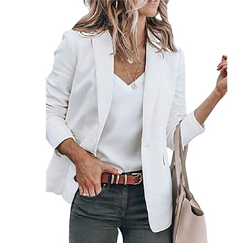 Women's Blazer Daily Wear to work Return to Office Spring Fall Coat Turndown Regular Fit Breathable Basic Simple Modern Style Jacket Long Sleeve Solid Color Slim Fit White Black Pink / Casual
Women's Blazer Daily Wear to work Return to Office Spring Fall Coat Turndown Regular Fit Breathable Basic Simple Modern Style Jacket Long Sleeve Solid Color Slim Fit White Black Pink / Casual