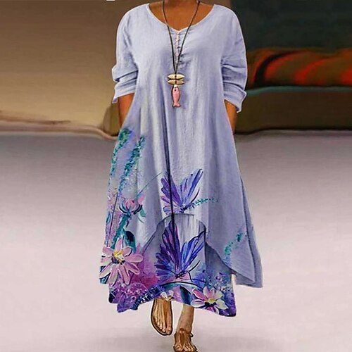 Women's Plus Size Holiday Dress Floral V Neck Ruched Long Sleeve Fall Spring Casual Maxi long Dress Holiday Vacation Dress / Print
Women's Plus Size Holiday Dress Floral V Neck Ruched Long Sleeve Fall Spring Casual Maxi long Dress Holiday Vacation Dress / Print