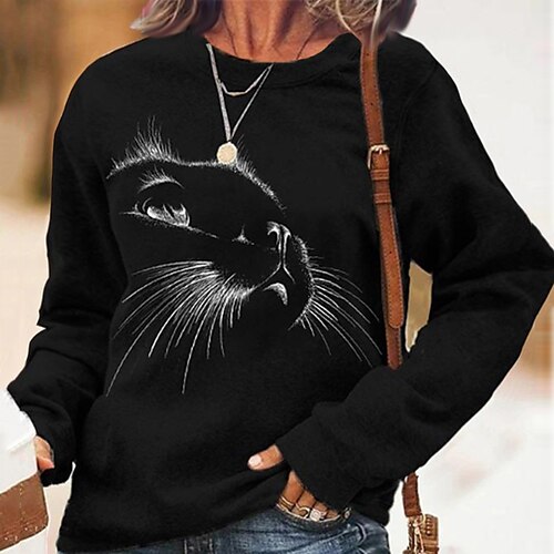 Women's Plus Size Tops Pullover Sweatshirt Hoodie Sweatshirt Animal Cat Print Long Sleeve Crewneck Streetwear Hoodie Daily Weekend Cotton Fall Winter Black
Women's Plus Size Tops Pullover Sweatshirt Hoodie Sweatshirt Animal Cat Print Long Sleeve Crewneck Streetwear Hoodie Daily Weekend Cotton Fall Winter Black