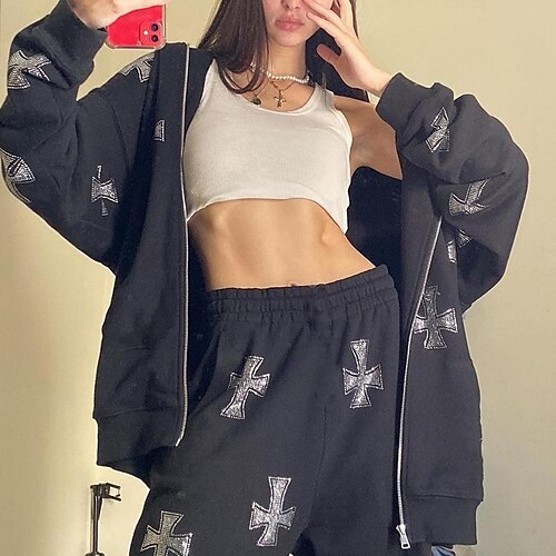 Women's Hoodie Zip Up Hoodie Sweatshirt Cross Zipper Front Pocket Print Daily Sports Casual Streetwear Hoodies Sweatshirts Loose Green White Black
Women's Hoodie Zip Up Hoodie Sweatshirt Cross Zipper Front Pocket Print Daily Sports Casual Streetwear Hoodies Sweatshirts Loose Green White Black