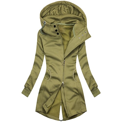 Mujer Abrigo Chaqueta con capucha Largo Bolsillo Abrigo Verde Trébol Negro Gris Casual Diario Otoño Cremallera Sudadera Ajuste regular S M L XL XXL / Mantiene abrigado / Color sólido
Mujer Abrigo Chaqueta con capucha Largo Bolsillo Abrigo Verde Trébol Negro Gris Casual Diario Otoño Cremallera Sudadera Ajuste regular S M L XL XXL / Mantiene abrigado / Color sólido