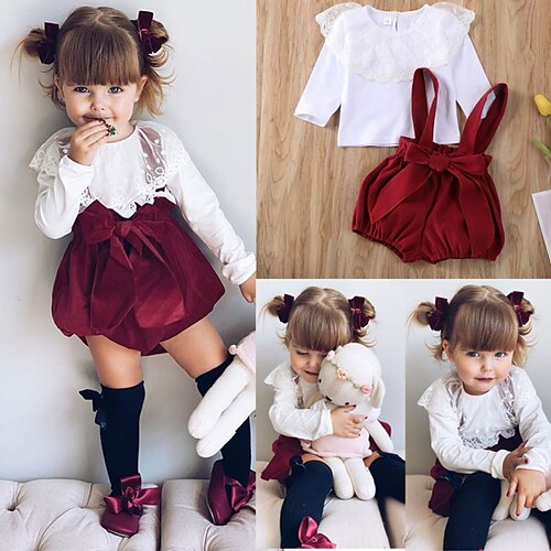 2 Pieces Baby Girls' Clothing Set Basic Sweet Outdoor Cotton White Line Solid Color Lace up Lace Long Sleeve Regular / Fall / Spring
2 Pieces Baby Girls' Clothing Set Basic Sweet Outdoor Cotton White Line Solid Color Lace up Lace Long Sleeve Regular / Fall / Spring
