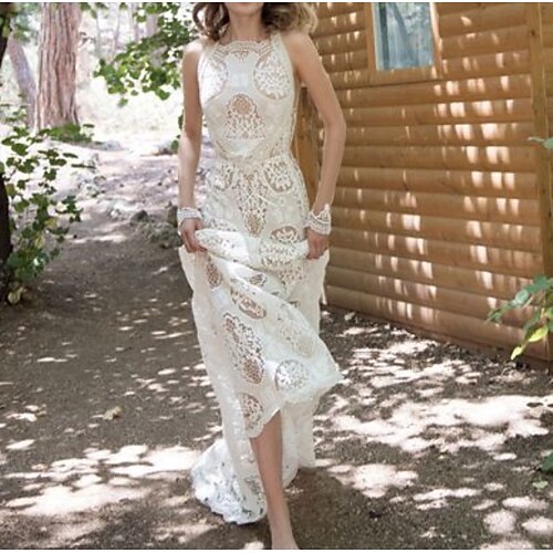 A-Line Wedding Dresses Halter Neck Court Train Lace Sleeveless Romantic Beach Sexy with Appliques 2022
A-Line Wedding Dresses Halter Neck Court Train Lace Sleeveless Romantic Beach Sexy with Appliques 2022