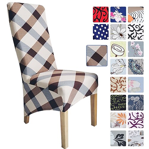 Grid Printed Dining Chair Covers, Stretch Chair Cover, Spandex High back Chair Protector Covers Seat Slipcover with Elastic Band for Dining Room,Wedding, Ceremony, Banquet
Grid Printed Dining Chair Covers, Stretch Chair Cover, Spandex High back Chair Protector Covers Seat Slipcover with Elastic Band for Dining Room,Wedding, Ceremony, Banquet