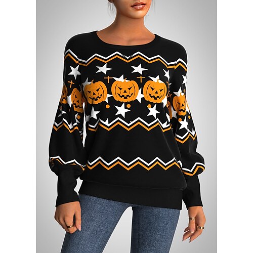Women's Sweatshirt Pullover Streetwear Halloween Print Black Pumpkin Lines / Waves Halloween Crew Neck Long Sleeve S M L XL XXL
Women's Sweatshirt Pullover Streetwear Halloween Print Black Pumpkin Lines / Waves Halloween Crew Neck Long Sleeve S M L XL XXL