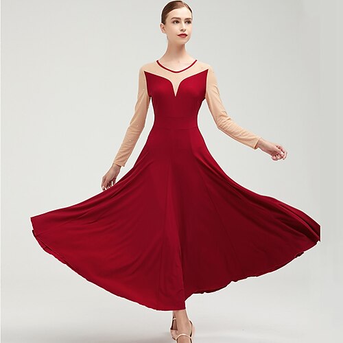 Ballroom Dance Dress Solid Splicing Women's Training Performance Long Sleeve Crystal Cotton
Ballroom Dance Dress Solid Splicing Women's Training Performance Long Sleeve Crystal Cotton