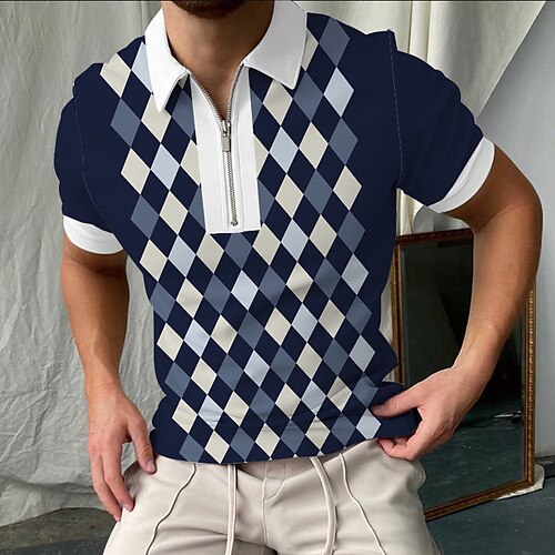 Herre POLO T-skjorte Golf skjorte Argylemønster Krage Navyblå utendørs Gate Kortermet Glidelås Trykt mønster Klær Mote Sportsklær Fritid Pustende / Sommer / Sommer
Herre POLO T-skjorte Golf skjorte Argylemønster Krage Navyblå utendørs Gate Kortermet Glidelås Trykt mønster Klær Mote Sportsklær Fritid Pustende / Sommer / Sommer