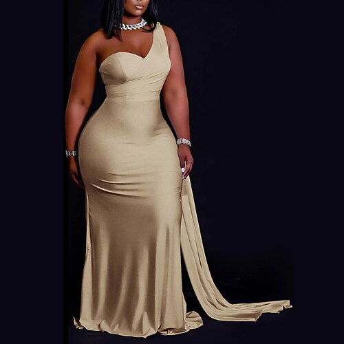 Women's Plus Size Party Dress Solid Color One Shoulder Short Sleeve Fall Winter Formal Sexy Prom Dress Maxi long Dress Party Daily Dress
Women's Plus Size Party Dress Solid Color One Shoulder Short Sleeve Fall Winter Formal Sexy Prom Dress Maxi long Dress Party Daily Dress