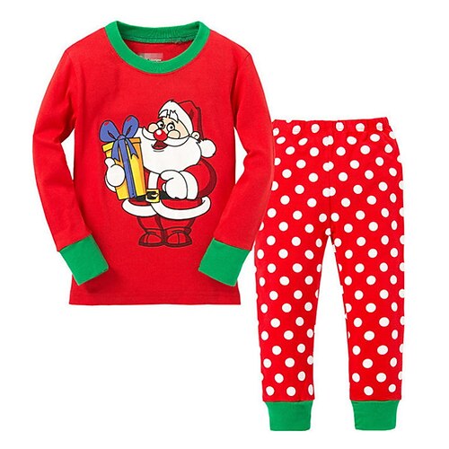 Barn Unisex Jul Pyjamas 2 deler Langermet Rød Polkadotter julenissen Bomull Julegaver Aktiv Bedårende Normal 3-8 år / Høst / Vinter
Barn Unisex Jul Pyjamas 2 deler Langermet Rød Polkadotter julenissen Bomull Julegaver Aktiv Bedårende Normal 3-8 år / Høst / Vinter