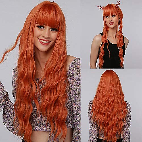 Red Wigs for Women 28 Inches Ginger Orange Wig with Bangs Long Water Wave Hairstyle Wigs for Women Synthetic Wigs Long Natural Wave Heat Resistant Hair Wigs for Daily Party Cosplay
Red Wigs for Women 28 Inches Ginger Orange Wig with Bangs Long Water Wave Hairstyle Wigs for Women Synthetic Wigs Long Natural Wave Heat Resistant Hair Wigs for Daily Party Cosplay