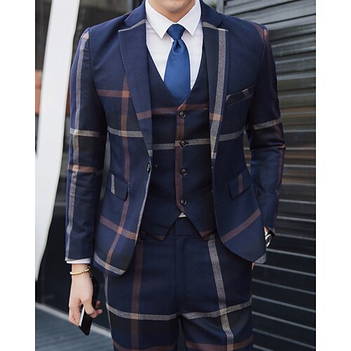 Blue Gray Men's Wedding Party / Evening Homecoming Suits 3 Piece Striped Tailored Fit Single Breasted One-button 2022
Blue Gray Men's Wedding Party / Evening Homecoming Suits 3 Piece Striped Tailored Fit Single Breasted One-button 2022