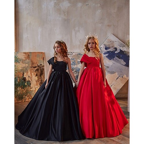 Party Christmas Princess Flower Girl Dresses One Shoulder Chapel Train Polyester Spring Summer with Pleats Pure Color Cute Girls' Party Dress Fit 3-16 Years
Party Christmas Princess Flower Girl Dresses One Shoulder Chapel Train Polyester Spring Summer with Pleats Pure Color Cute Girls' Party Dress Fit 3-16 Years