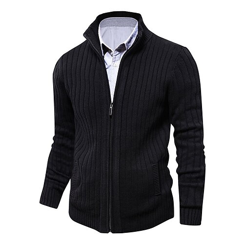Men's Sweater Cardigan Zip Sweater Sweater Jacket Knit Knitted Solid Color Stand Collar Stylish Vintage Style Daily Clothing Apparel Winter Fall Black Blue S M L
Men's Sweater Cardigan Zip Sweater Sweater Jacket Knit Knitted Solid Color Stand Collar Stylish Vintage Style Daily Clothing Apparel Winter Fall Black Blue S M L