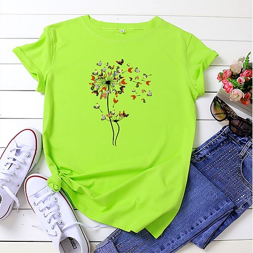 Women's T shirt Tee Green Pink Yellow Graphic Animal Print Short Sleeve Casual Daily Basic Round Neck Regular 100% Cotton S
Women's T shirt Tee Green Pink Yellow Graphic Animal Print Short Sleeve Casual Daily Basic Round Neck Regular 100% Cotton S