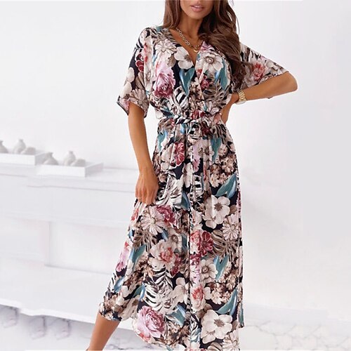 Women's Casual Dress Swing Dress Midi Dress Black White Light Green Half Sleeve Floral Print Summer Spring V Neck Casual 2023 S M L XL XXL
Women's Casual Dress Swing Dress Midi Dress Black White Light Green Half Sleeve Floral Print Summer Spring V Neck Casual 2023 S M L XL XXL