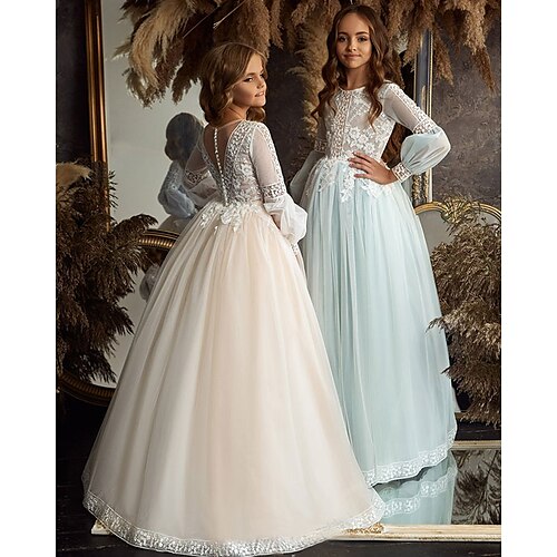 Party Event / Party Princess Flower Girl Dresses Jewel Neck Floor Length Polyester Winter Fall with Appliques Cute Girls' Party Dress Fit 3-16 Years
Party Event / Party Princess Flower Girl Dresses Jewel Neck Floor Length Polyester Winter Fall with Appliques Cute Girls' Party Dress Fit 3-16 Years