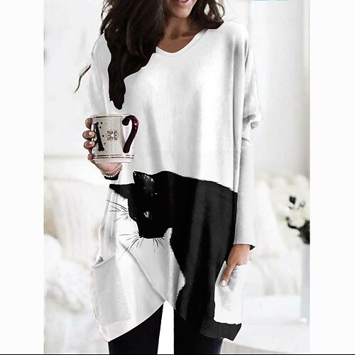 Women's Shift Dress Light gray Long Sleeve Animal Pocket Fall Spring V Neck Winter Dress Fall Dress Loose Fit S M L XL XXL
Women's Shift Dress Light gray Long Sleeve Animal Pocket Fall Spring V Neck Winter Dress Fall Dress Loose Fit S M L XL XXL