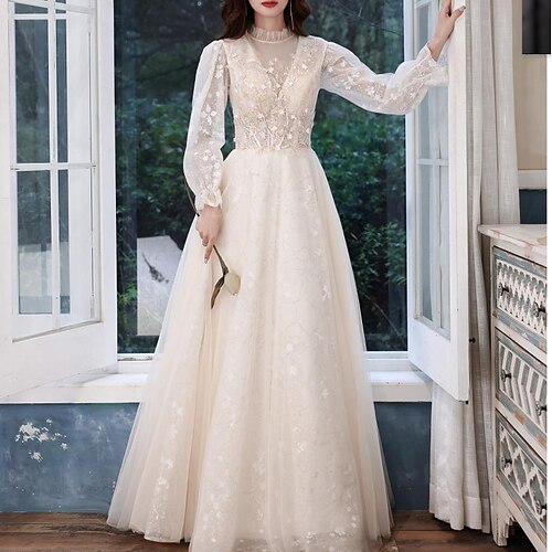 A-linje Elegant Prinsesse Forlovelse Skolebal Kjole Højhalset Langærmet Gulvlang Tyl med Applikeret broderi 2022
A-linje Elegant Prinsesse Forlovelse Skolebal Kjole Højhalset Langærmet Gulvlang Tyl med Applikeret broderi 2022