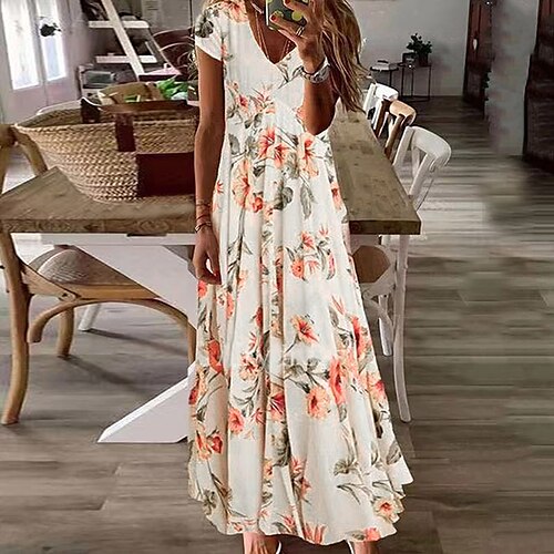 Women's Casual Dress Swing Dress Long Dress Maxi Dress White Short Sleeve Floral Print Fall V Neck S M L XL XXL
Women's Casual Dress Swing Dress Long Dress Maxi Dress White Short Sleeve Floral Print Fall V Neck S M L XL XXL