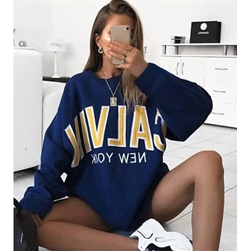 Women's Hoodie Sweatshirt Pullover Basic Oversized Blue Letter Text Slogan Loose Fit Daily Round Neck Cotton S M L XL XXL
Women's Hoodie Sweatshirt Pullover Basic Oversized Blue Letter Text Slogan Loose Fit Daily Round Neck Cotton S M L XL XXL