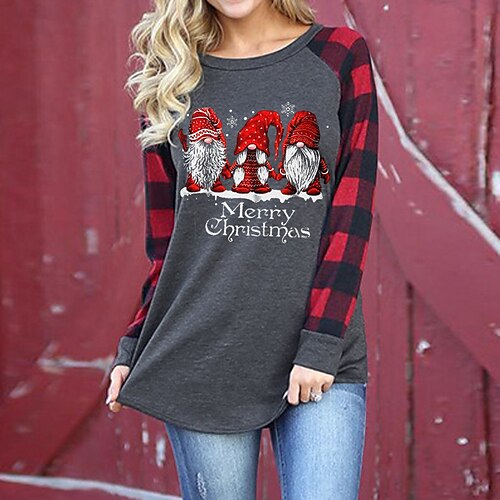 Women's T shirt Tee Green Red Graphic Plaid Print Long Sleeve Gift Weekend Basic Round Neck Regular Painting S / 3D Print
Women's T shirt Tee Green Red Graphic Plaid Print Long Sleeve Gift Weekend Basic Round Neck Regular Painting S / 3D Print