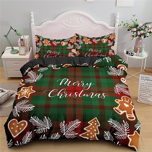 Christmas Grid Printed 3-Piece Duvet Cover Set Hotel Bedding Sets Comforter Cover with Soft Lightweight Microfiber, Include 1 Duvet Cover, 2 Pillowcases for Double/Queen/King(1 Pillowcase for Twin/Single)
Christmas Grid Printed 3-Piece Duvet Cover Set Hotel Bedding Sets Comforter Cover with Soft Lightweight Microfiber, Include 1 Duvet Cover, 2 Pillowcases for Double/Queen/King(1 Pillowcase for Twin/Single)