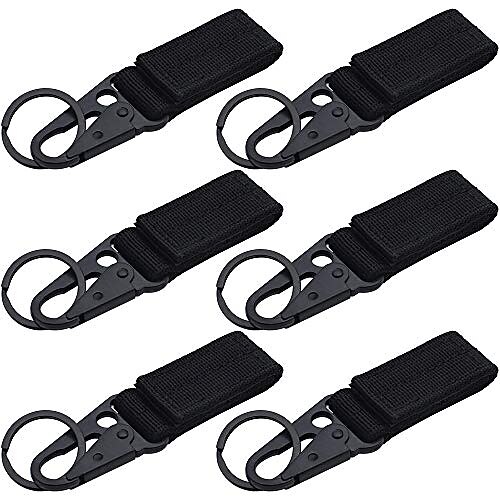 

6 pcs tactical gear carabiner clip, hanging belt carabiner hook, nylon webbing buckle strap clip keychain belt clip with 6 o-ring buckles for molle backpack cycling camping outdoor traveling
