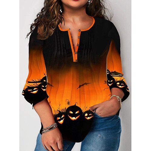 Women's Plus Size Tops Blouse Shirt Pumpkin Print Long Sleeve V Neck Streetwear Halloween Halloween Daily Polyester Fall Winter Blue Purple
Women's Plus Size Tops Blouse Shirt Pumpkin Print Long Sleeve V Neck Streetwear Halloween Halloween Daily Polyester Fall Winter Blue Purple