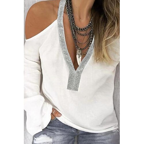 Women's Plus Size Tops Blouse Shirt Plain Sequins Long Sleeve V Neck Basic Preppy Daily Work Cotton Fall Winter Green White
Women's Plus Size Tops Blouse Shirt Plain Sequins Long Sleeve V Neck Basic Preppy Daily Work Cotton Fall Winter Green White