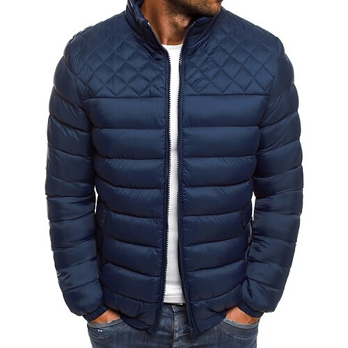

Men's Puffer Jacket Quilted Jacket Padded Outdoor Casual / Daily Vacation Going out To-Go Quilted Outerwear Clothing Apparel Black Royal Blue Red