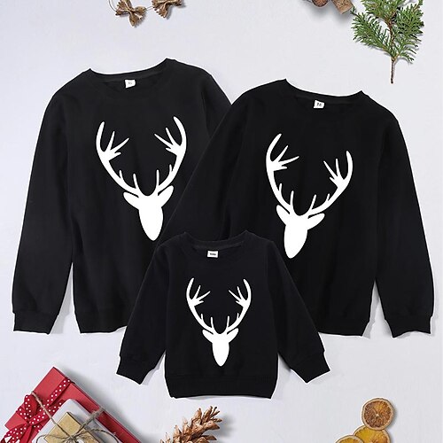 Family Tops Sweatshirt Pullover Cotton Cartoon Deer Christmas Gifts Print Black Red Long Sleeve Basic Matching Outfits Fall Spring Cute
Family Tops Sweatshirt Pullover Cotton Cartoon Deer Christmas Gifts Print Black Red Long Sleeve Basic Matching Outfits Fall Spring Cute