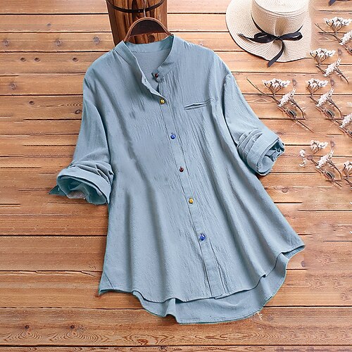 Women's Plus Size Tops Shirt Plain Fake two piece Long Sleeve Shirt Collar Basic Daily Weekend Cotton Fall Spring Green White / Loose Fit
Women's Plus Size Tops Shirt Plain Fake two piece Long Sleeve Shirt Collar Basic Daily Weekend Cotton Fall Spring Green White / Loose Fit