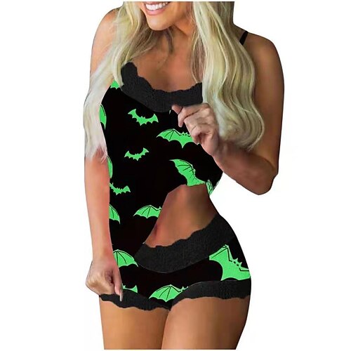 Women's Loungewear Sets 2 Pieces Pumpkin Skeleton Gothic Funny Soft Party Home Halloween Polyester Gift V Wire Sleeveless Strap Top Shorts Elastic Waist Print Spring Summer Green Purple / Sweet
Women's Loungewear Sets 2 Pieces Pumpkin Skeleton Gothic Funny Soft Party Home Halloween Polyester Gift V Wire Sleeveless Strap Top Shorts Elastic Waist Print Spring Summer Green Purple / Sweet