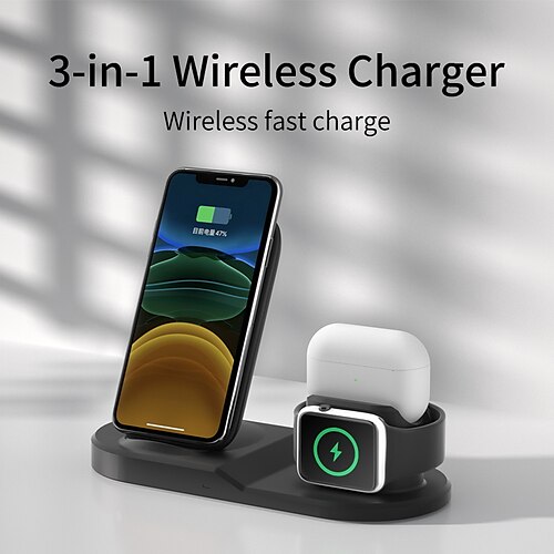 

3 in 1 Wireless Charger 15 W Output Power Wireless Charging Station CE Certified Fast Charging Lightweight For Apple Watch iPhone 13 12 Pro Max SE2 XR Samsung Galaxy S22 S21 Plus Ultra AirPods