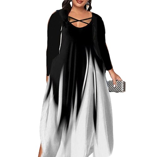 Women's Plus Size Holiday Dress Color Gradient Crew Neck Print Long Sleeve Fall Spring Casual Maxi long Dress Daily Vacation Dress / Cotton
Women's Plus Size Holiday Dress Color Gradient Crew Neck Print Long Sleeve Fall Spring Casual Maxi long Dress Daily Vacation Dress / Cotton