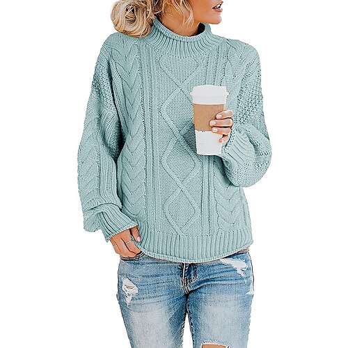 Dame Pullover genser Jumper Kabel Strikke Strikket Helfarge Rullekrage Fritid Daglig Drop Shoulder Vinter Lyseblå Kakifarget S M L / Langermet / Løstsittende
Dame Pullover genser Jumper Kabel Strikke Strikket Helfarge Rullekrage Fritid Daglig Drop Shoulder Vinter Lyseblå Kakifarget S M L / Langermet / Løstsittende