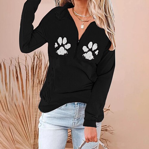 Women's Sweatshirt Pullover V Neck Graphic Quarter Zip Print Daily Weekend Hot Stamping Active Streetwear Hoodies Sweatshirts White Black
Women's Sweatshirt Pullover V Neck Graphic Quarter Zip Print Daily Weekend Hot Stamping Active Streetwear Hoodies Sweatshirts White Black