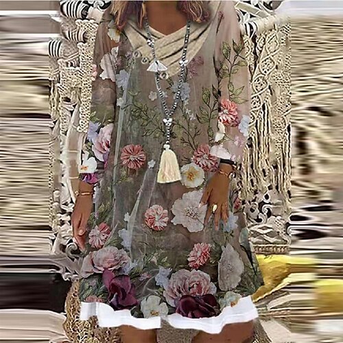 Women's Casual Dress Midi Dress Black Purple Wine Long Sleeve Floral Print Fall Turtleneck Winter Dress Fall Dress S M L XL XXL 3XL
Women's Casual Dress Midi Dress Black Purple Wine Long Sleeve Floral Print Fall Turtleneck Winter Dress Fall Dress S M L XL XXL 3XL