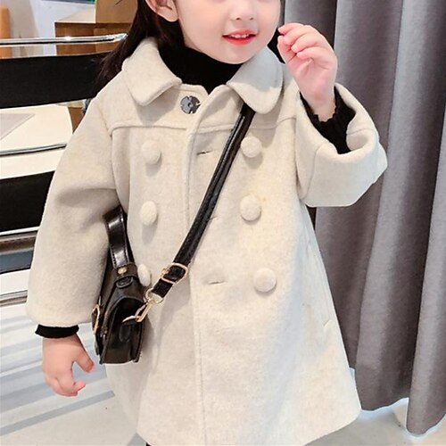 Kid's Girls' Woolen Coat Jacket Blue Beige Solid Color Double Breasted Fall Winter Cute 2-6 Years / Cotton
Kid's Girls' Woolen Coat Jacket Blue Beige Solid Color Double Breasted Fall Winter Cute 2-6 Years / Cotton